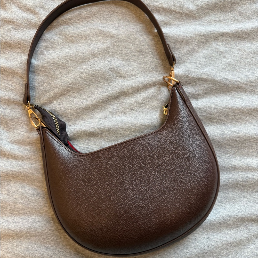 Chic Small Brown Hobo Bag With Gold Hardware